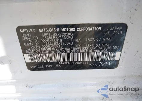 2020 Mitsubishi Outlander Es 2.4 из США, поврежденный, VIN JA4AD2A36LZ004156